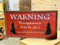 wood No Trespasser sign