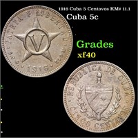 1916 Cuba 5 Centavos KM# 11.1 Grades xf