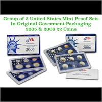 Group of 2 United States Mint Proof Sets 2005-2006