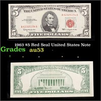 1963 $5 Red Seal United States Note Grades Select