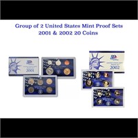 Group of 2 United States Mint Proof Sets 2001-2002