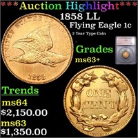 ***Auction Highlight*** 1858 LL Flying Eagle Cent