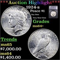 ***Auction Highlight*** 1924-s Peace Dollar $1 Gra