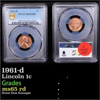 PCGS 1961-d Lincoln Cent 1c Graded ms65 rd By PCGS