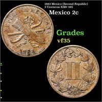 1883 Mexico (Second Republic) 2 Centavos KM# 395 G