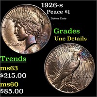 1926-s Peace Dollar $1 Grades Unc Details