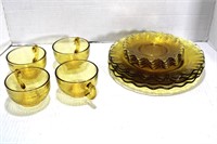 Vintage Amber Cups,Plates & Saucers 12 Pcs