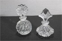 Vintage Crystal Perfume Bottles 5" & 4 1/2"