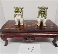 Asian Foo dogs - 2 plus wooden stand