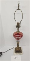 Vintage red cut to clear lamp - 26"