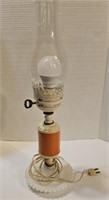 Vintage milk glass electric oil lamp