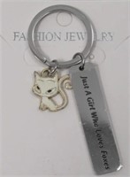 Keychain-Cat Charm + Just a girl who loves foxes