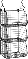 3 PACK Stackable Wire Storage Baskets