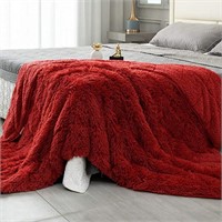 Faux Fur Blanket Red 60"x80"