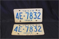 1970 Texas Truck License Plates - Matching Pair