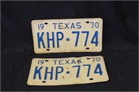 1970 Texas License Plates - Matching Pair
