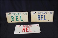 70, 72, 77 Texas Personalized  License Plates