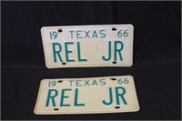 1966 Texas Personalized  Matching License Plates