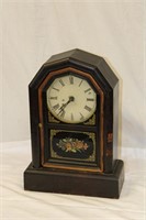Antique Mantel Clock - Reverse Hand Painted