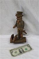 Old Uncle Sam Rustic Cast Iron Coin Bank