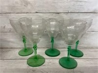 Green glass wine cups