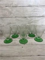 Green glass ice cream cups