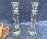 (2) Waterford Crystal Sea Jewel Candlesticks -10in