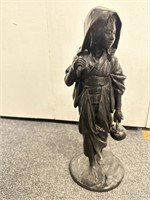 Asian bronze lady with tea pot