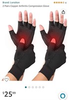 Lonsiton 2-Pair Copper Arthritis Compression Glove