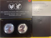2021 Reverse proof two coin set silver eagles