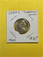 1954-S Jefferson Nickel MS60 grade