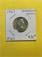 1953 Jefferson Nickel MS65 grade