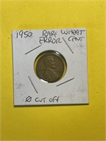1950 RARE error wheat cent