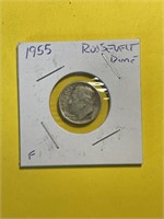 1955 Roosevelt Dime F grade