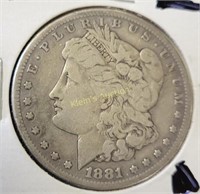 1881 S morgan Silver dollar coin