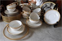 32 Pcs Gold Rimmed Plates & Teacups
