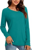 Womens Long Sleeves Pullover Sweatshirt-3XL, Blue