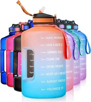 Gallon Water Bottle with Straw and Time Marker