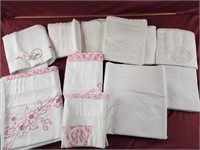 Vintage pillow cases and top sheets