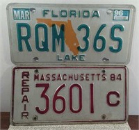F5)  License plates,  Massachusetts and Florida