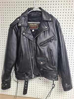 Leather Biker Jacket By Manzoor ( Size 48 )