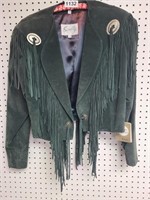 Ladies Vintage Scully Spruce Leather Fringe Jacket
