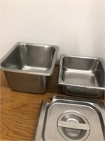 4 Stainless Steel Serving Trays & 1 lid