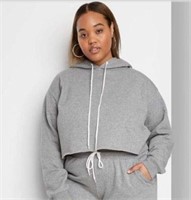 Women's Cropped Hoodie Wild Fable Gray