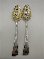 2PC ANTIQUE 1790S STERLING SILVER BERRY SPOON NOTE
