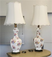 PAIR FLORAL TABLE LAMPS