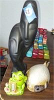 Black Head Figurine with misc figurines (3pc)