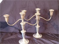 Pair Empire weighted sterling silver candelabras.