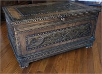 Tin/Copper Floral Relief Trunk, Made In Mexico