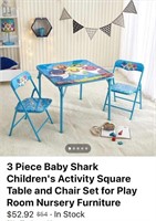 3 piece baby shark children's activity table